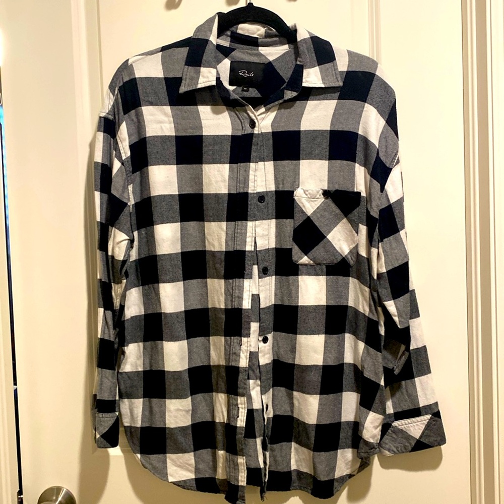 Rails Black & White Flannel ButtonDown Size Medium